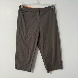 Eileen Fisher‎ Gray Cotton Stretch Twill Capri Pant M Loose Straight Fit
